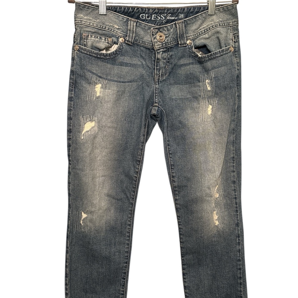 GUESS Women's Faded Blue Skinny Jeans